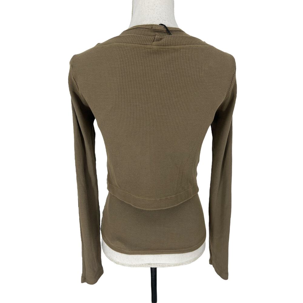 Monrow Baby Thermal Double Layer Cardi Top in Stone Green - Picture 10 of 11